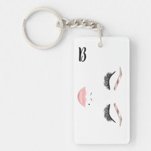 Rose Gold Makeup Face Eyebrows Lips Glam Beauty Keychain