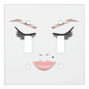 Rose Gold Makeup Face Eyebrows Lips Glam Beauty Light Switch Cover