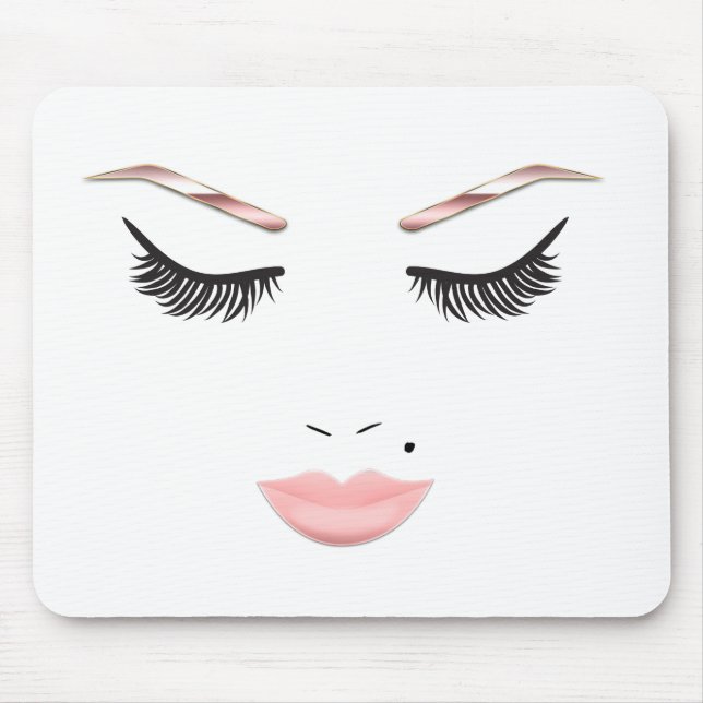 Rose Gold Makeup Face Eyebrows Lips Glam Beauty Mouse Pad (Front)