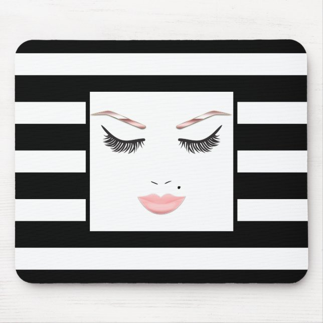 Rose Gold Makeup Face Eyebrows Lips Glam Beauty Mouse Pad (Front)