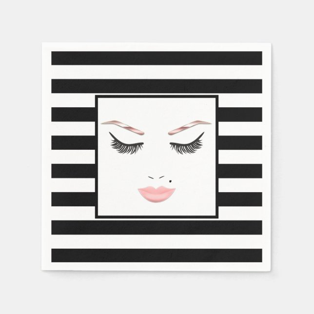 Rose Gold Makeup Face Eyebrows Lips Glam Beauty Napkins (Front)