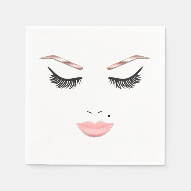 Rose Gold Makeup Face Eyebrows Lips Glam Beauty Napkins (Front)