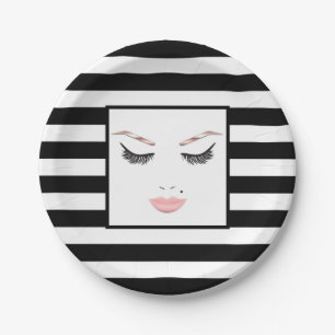 Rose Gold Makeup Face Eyebrows Lips Glam Beauty Paper Plates