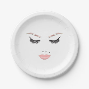 Rose Gold Makeup Face Eyebrows Lips Glam Beauty Paper Plates