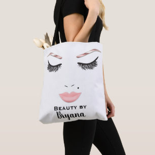 Rose Gold Makeup Face Eyebrows Lips Glam Beauty Tote Bag