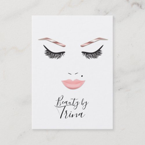 Rose Gold Makeup Face Lashes Lips Referral Salon Business Card