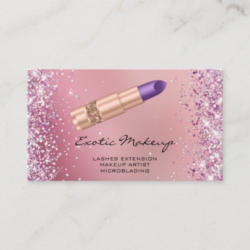 Rose Gold Makeup Glitter Lipstick Logo QR Code Business Card