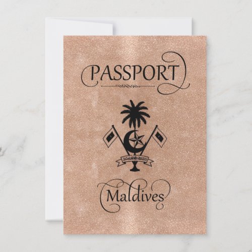 Rose Gold Maldives Passport Save the Date Card