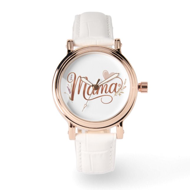 Rose Gold "Mama" Watch – Elegant New Mom Gift (Front)