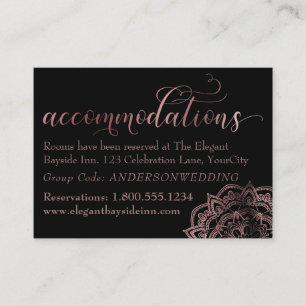 Rose Gold Mandala Black Accommodations Insert Card