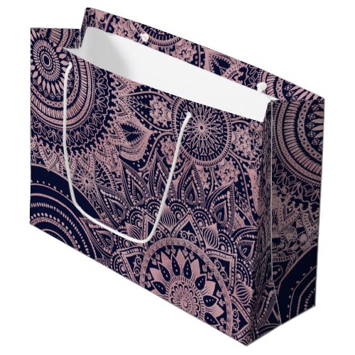 Rose Gold Mandala Collection Blue Design Large Gift Bag