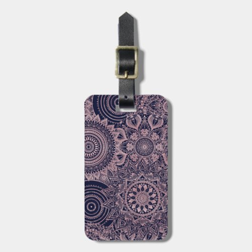 Rose Gold Mandala Collection Blue Design Luggage Tag