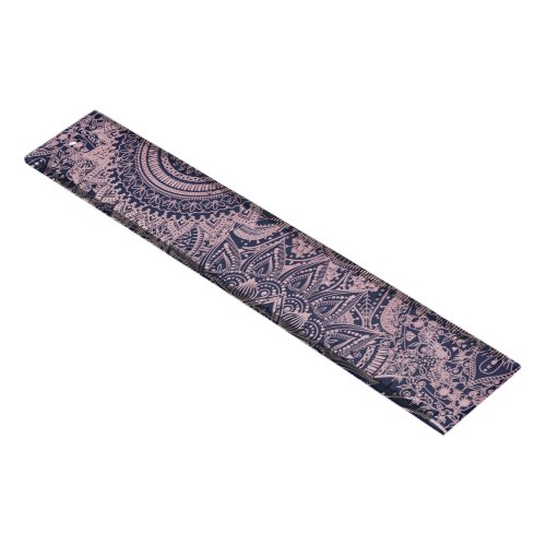 Rose Gold Mandala Collection Blue Design Ruler