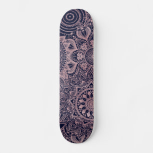 Rose Gold Mandala Collection Blue Design Skateboard