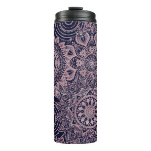 Rose Gold Mandala Collection Blue Design Thermal Tumbler