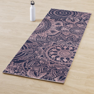 Rose Gold Mandala Collection Blue Design Yoga Mat