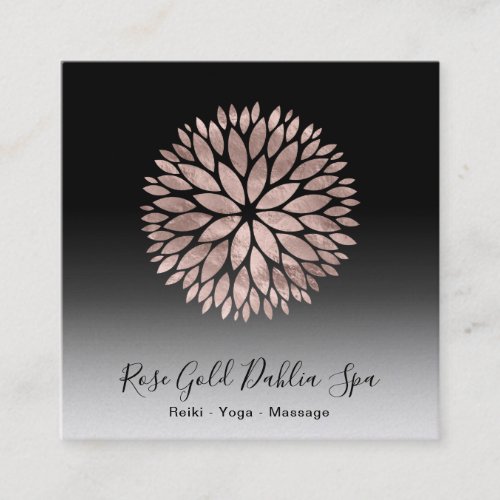   Rose Gold Mandala Dahlia Floral AP2 Square Business Card
