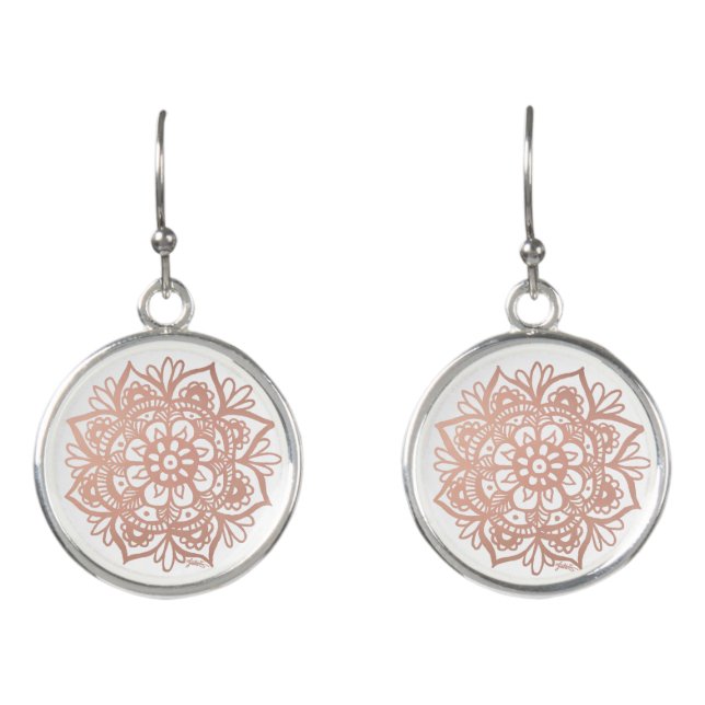 Rose Gold Mandala Earrings (Front)