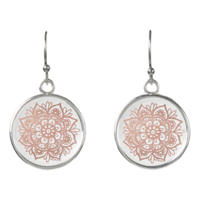 Rose Gold Mandala Earrings | Zazzle
