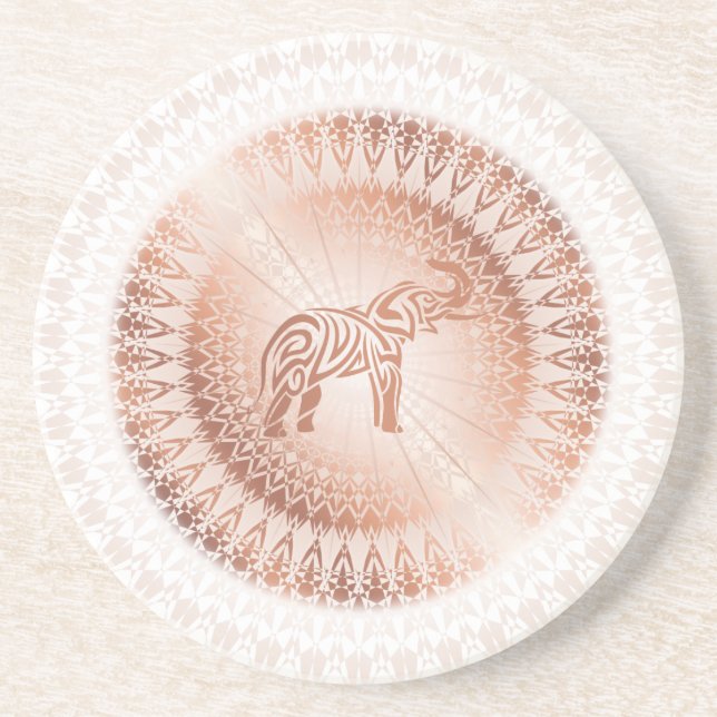 Rose Gold Mandala Elephant Coaster (Front)