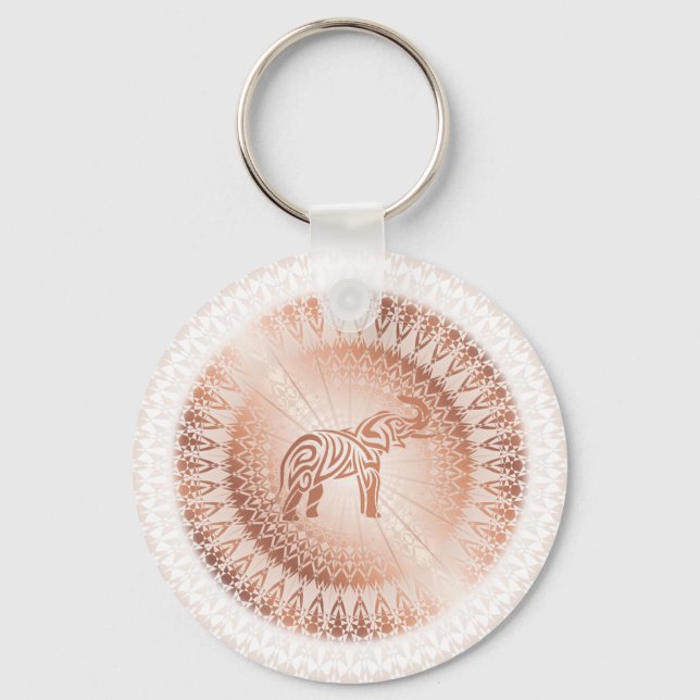 Rose Gold Mandala Elephant Keychain (Front)