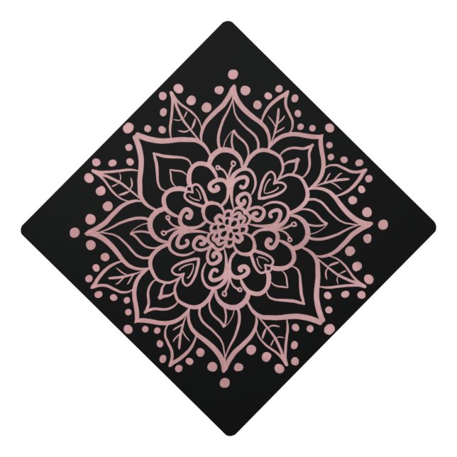 Rose Gold Mandala Graduation Cap Topper (Front)