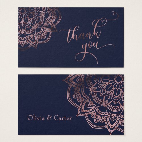 Rose Gold Mandala on Navy Blue Thank You Favor Tag