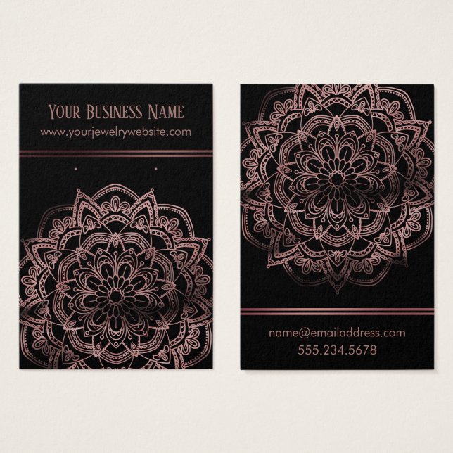 Rose Gold Mandala over Black Earring Display Cards (Front & Back)