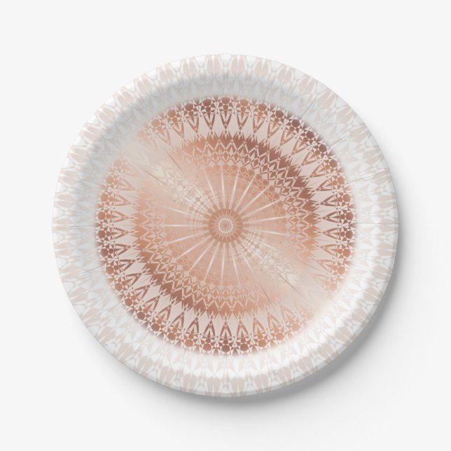 Rose Gold Mandala Paper Plates (Front)