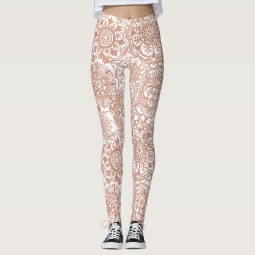 Rose Gold Mandala Pattern Leggings