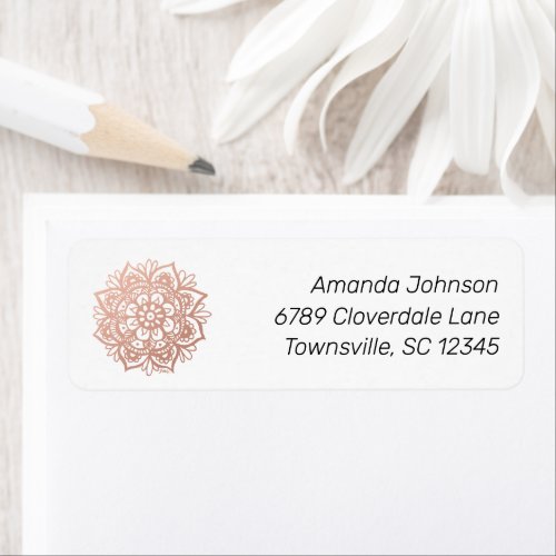 Rose Gold Mandala Return Address Label