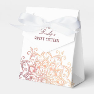 Rose Gold Mandala Sweet 16 Party Favor Boxes