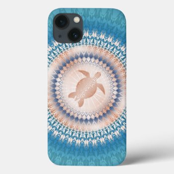 Rose Gold Mandala Turtle Turquoise  Iphone 13 Case by NinaBaydur at Zazzle
