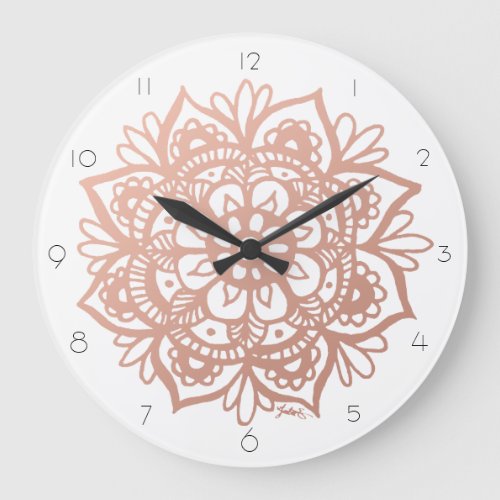 Rose Gold Mandala Wall Clock