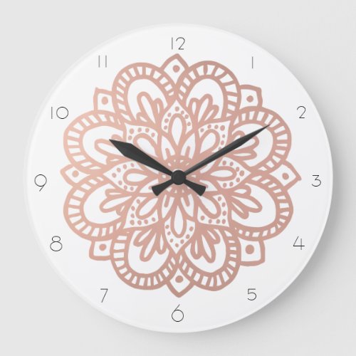 Rose Gold Mandala Wall Clock