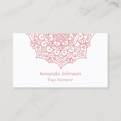 Rose Gold Mandala Yoga Instructor Business Card