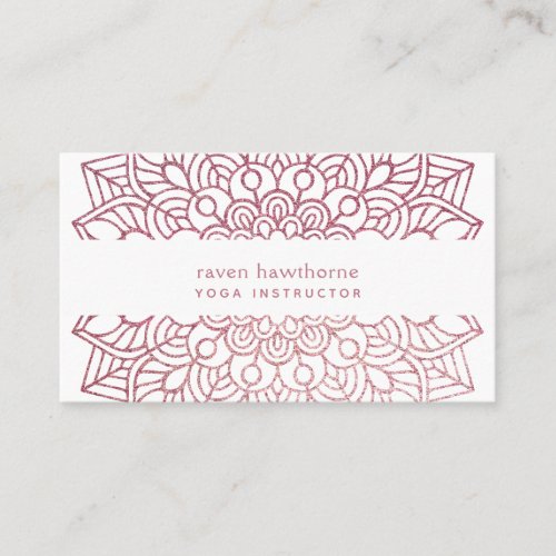 Rose Gold Mandala Yoga Instructor Business Card