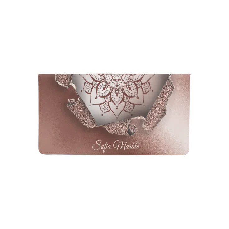 ROSE GOLD MANDALA YOGA ZEN LIFE COACH INITIALS CHECKBOOK COVER | Zazzle