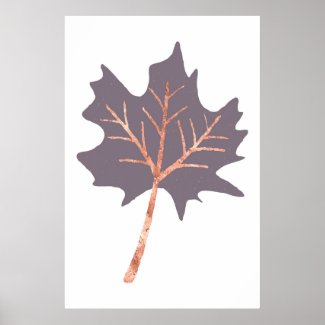 Rose Gold Maple Leaf Wall Print