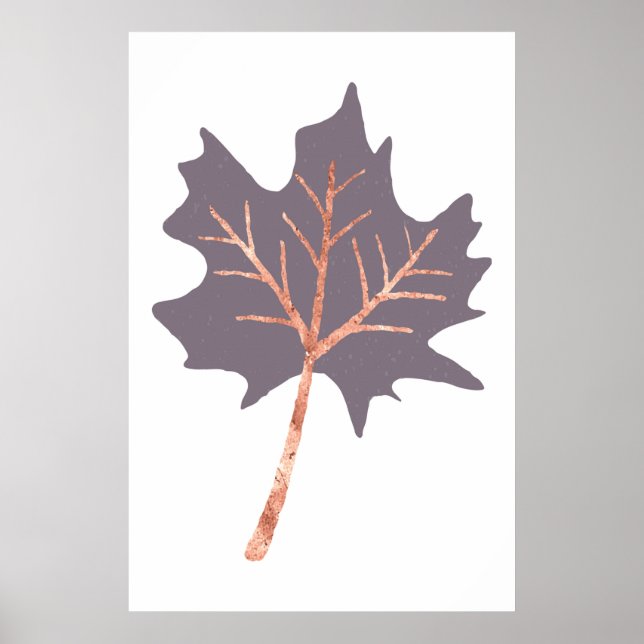 Rose Gold Maple Leaf Wall Print (Front)