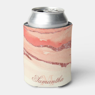 Rose Gold Marble and Glitter Can Cooler