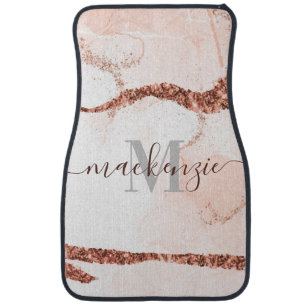 Rose Gold Marble and Glitter Car Floor Mat