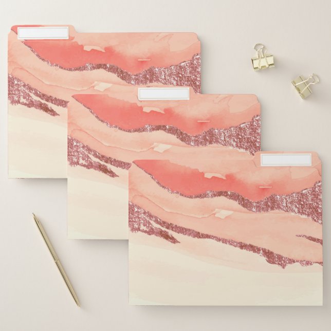 Rose Gold Marble and Glitter File Folder (Set)