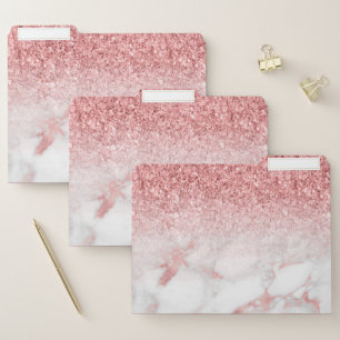 Rose-gold marble and glitter ombre file folder