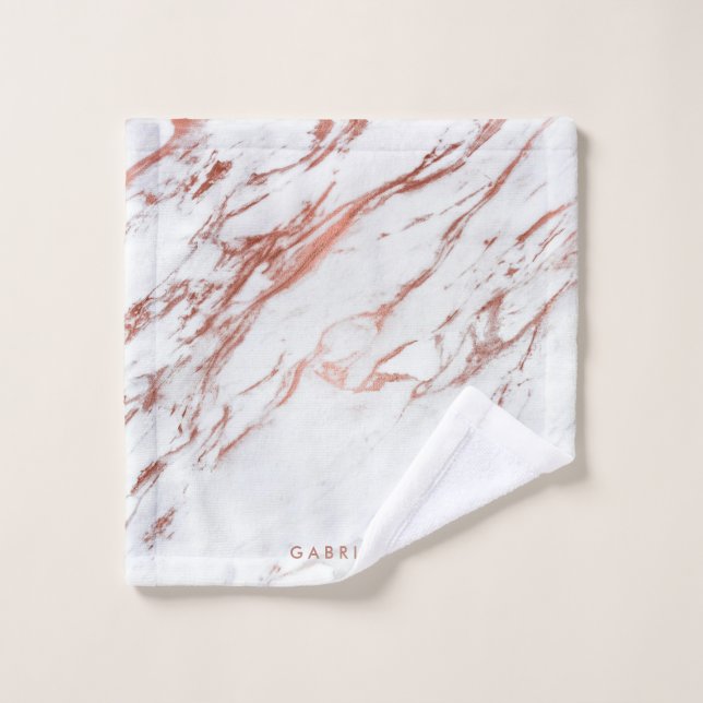 Rose Gold Marble Bath Towel Set (Wash Cloth)