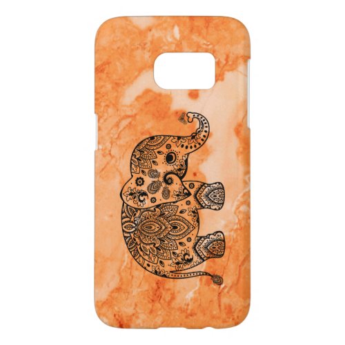 Rose_Gold Marble  Black Floral Paisley Elephant Samsung Galaxy S7 Case