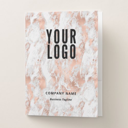 Rose Gold Marble Business Logo Pocket Folder