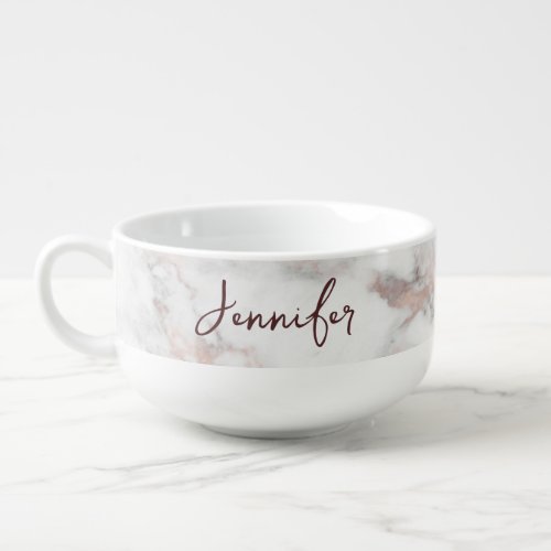Rose Gold Marble Calligraphy Name Best Template Soup Mug