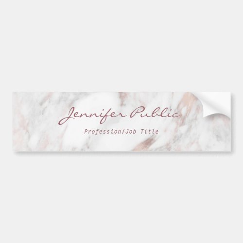 Rose Gold Marble Calligraphy Script Elegant Modern Bumper Sticker