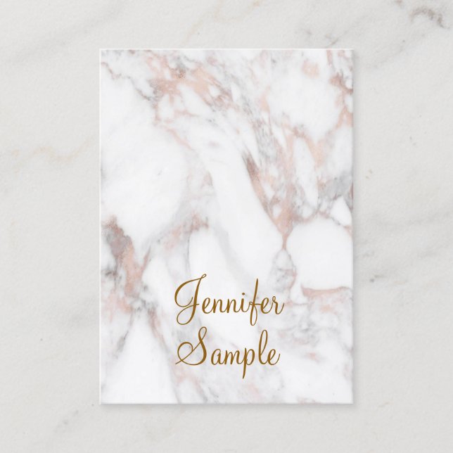 Rose Gold Marble Calligraphy Script Template Business Card (Front)